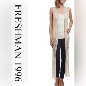 Freshman 1996 Sleeveless Crochet Sweater Duster Vest Size S